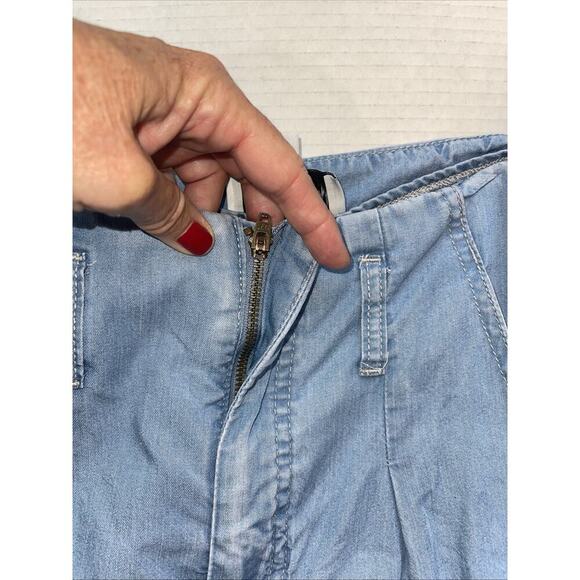 Joseph Ribkoff Sz 8 Wide-Leg Jeans Light Weight Baggy Light Wash Pleats 80s Y2K - Picture 11 of 13